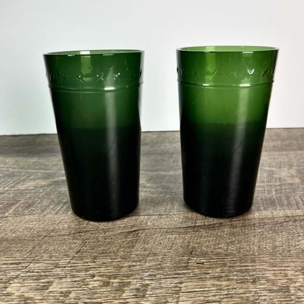 New‎ Hearth & Hand green glasses tumblers cross pattern RARE discontinued
